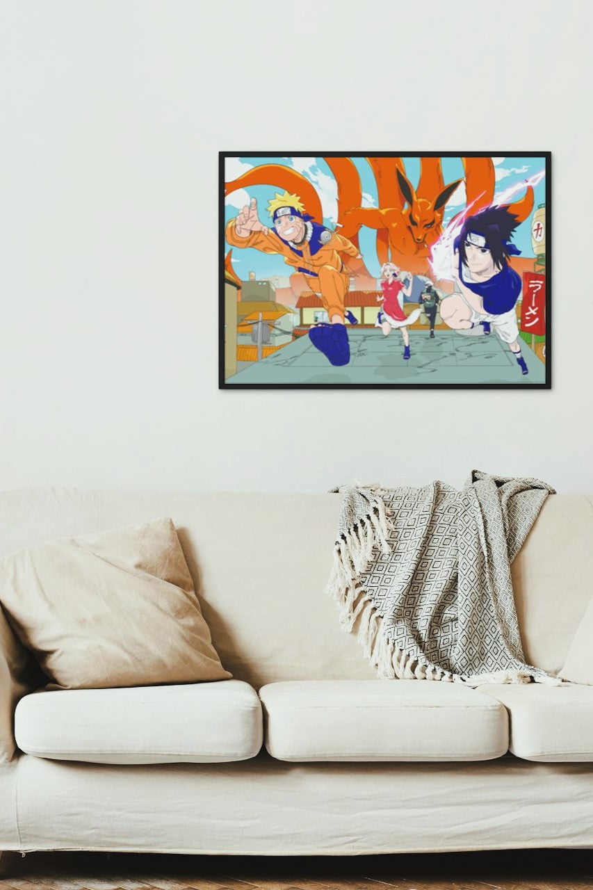 Team 7 Naruto, Sasuke, kakashi, Sakura and Kurama Anime Wall Poster