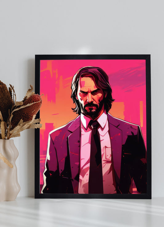 John Wick X Hotline Miami Wall Poster